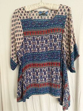 Tienda Ho Boho Cream Multicolor Printed Tunic Top